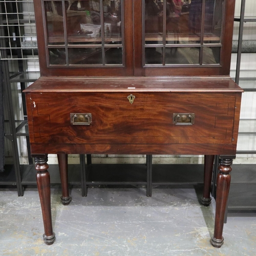 2160 - A monumental 19th century secretaire, the single fitted drawer sits on four turned supports and bene... 