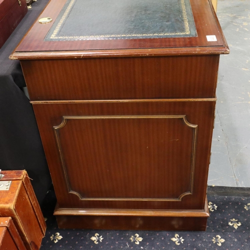 2161 - A reproduction mahogany twin-pedestal desk, with leather inset top, each pedestal with cupboards sui... 