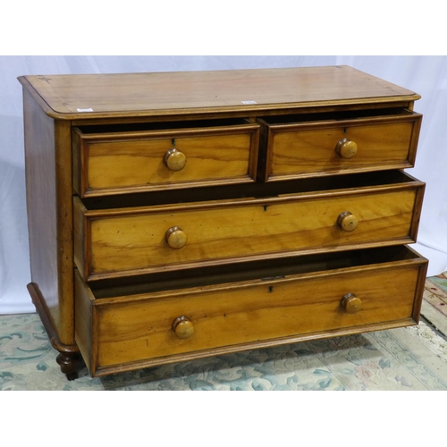 2162 - Victorian satinwood chest of two short over two long drawers, 114 x 45 x 80 cm H, top section previo... 