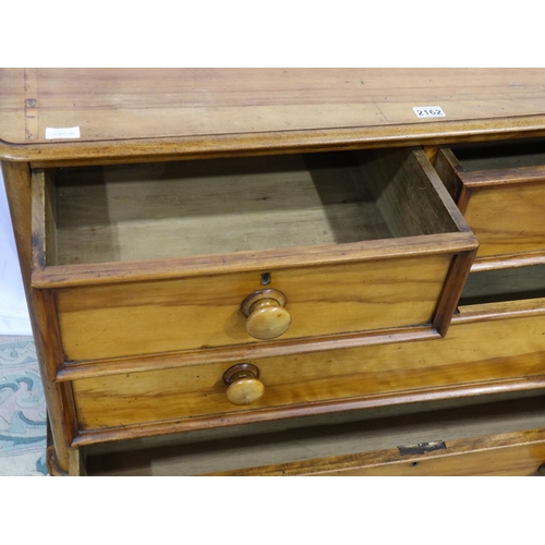 2162 - Victorian satinwood chest of two short over two long drawers, 114 x 45 x 80 cm H, top section previo... 