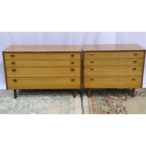 2164 - Alfred Cox: two mid 20th century teak chests of four graduated long drawers, largest 107 x 44 x 71 c... 