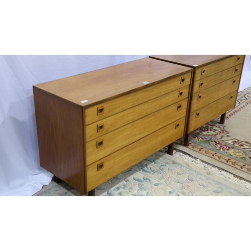 2164 - Alfred Cox: two mid 20th century teak chests of four graduated long drawers, largest 107 x 44 x 71 c... 