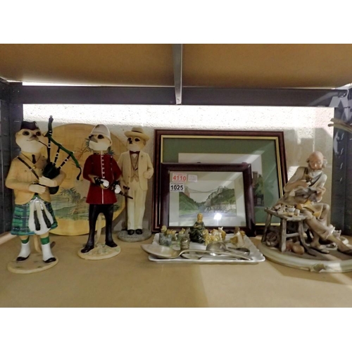 1025 - Three Country Artists Enesco Meercats, Whimsies, plated silver and an Avon model. Not available for ... 