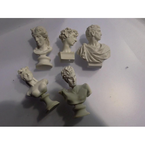 1055 - Five resin busts of ancient leaders h: 70mm.UK P&P Group 1 (£16+VAT for the first lot and £2+VAT for... 