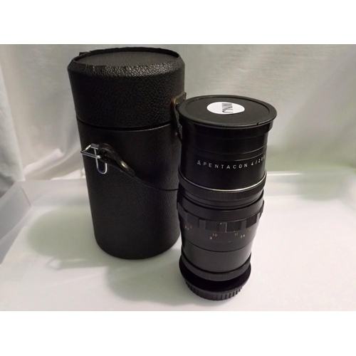 1099 - Pentacon 200mm telephoto lens with Canon EOS adaptor and case. UK P&P Group 1 (£16+VAT for the first... 