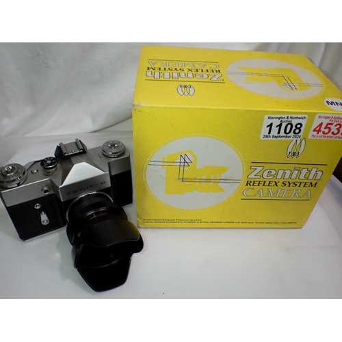 1108 - Two Zenit SLR cameras one boxed. UK P&P Group 1 (£16+VAT for the first lot and £2+VAT for subsequent... 