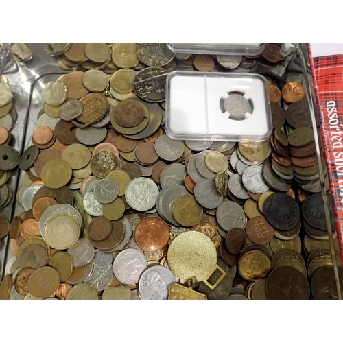 1109 - Large tin of old world coins. UK P&P Group 2 (£20+VAT for the first lot and £4+VAT for subsequent lo... 