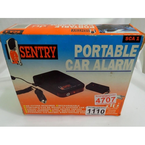 1110 - Sentry portable car alarm. UK P&P Group 1 (£16+VAT for the first lot and £2+VAT for subsequent lots)