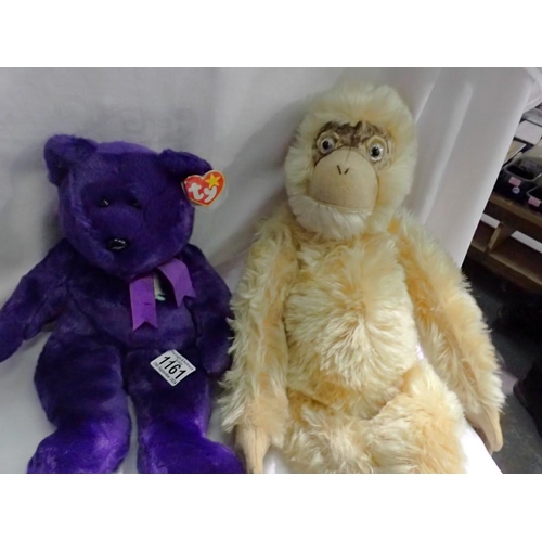 1161 - Two teddy bears to include Ty Beanie Babies Diana. UK P&P Group 2 (£20+VAT for the first lot and £4+... 