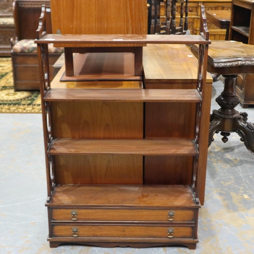 2167 - Reproduction mahogany wall hanging bookcase with two long drawers, 70 x 18 x 108 cm H. Not available... 