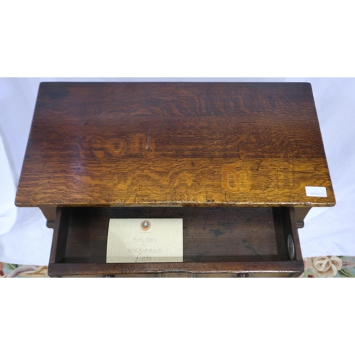 2175 - 20th century oak single drawer lamp table in the Tudor manner, 61 x 31 x 71 cm H. Not available for ... 