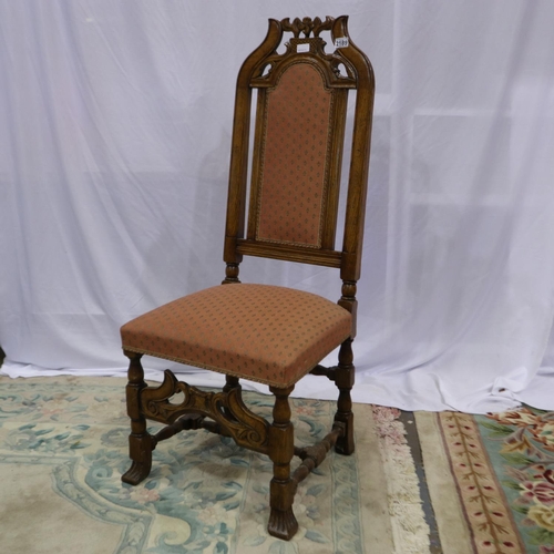 2189 - 20th century oak high back hall chair. Not available for in-house P&P