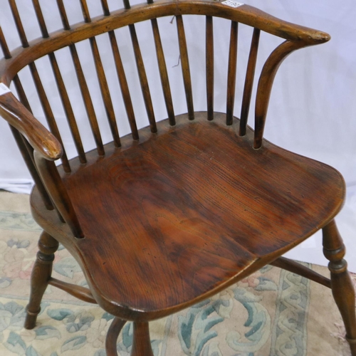 2190 - Modern elm Windsor style arm chair, made using traditional methods. Not available for in-house P&P