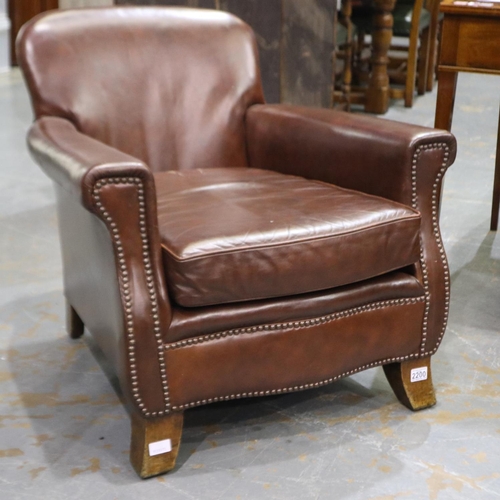 2200 - A 20th century brown leather club chair. Not available for in-house P&P