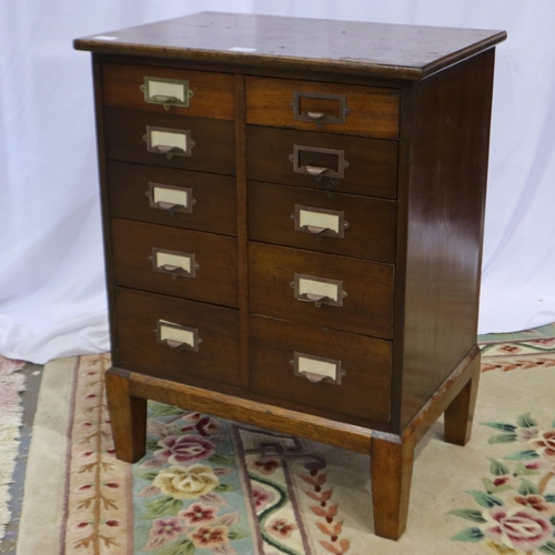 2208 - An early 20th century twin-flight of five graduating filing drawers, 61 x 42 x 80cm H. Not available... 