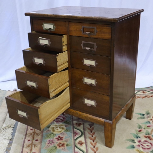 2208 - An early 20th century twin-flight of five graduating filing drawers, 61 x 42 x 80cm H. Not available... 