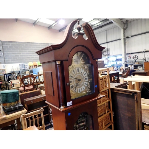 1619 - Longcase clock, in need of restoration, H: 210 cm. Not available for in-house P&P