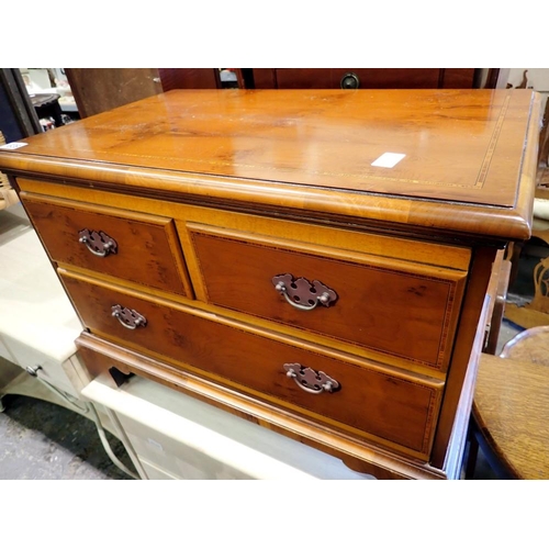 1639 - Walnut inlaid entertainment centre, 70 x 50 cm H. Not available for in-house P&P