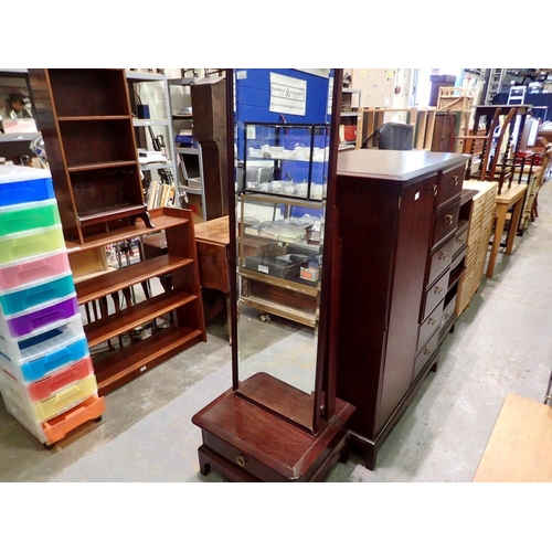 1663 - Mahogany Stag mirror and drawer, 53 x 166 cm H. Not available for in-house P&P