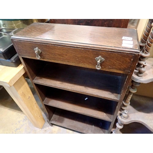 1669 - Dark oak open bookcase with single drawer, 62 x 21 x 102cm H. Not available for in-house P&P