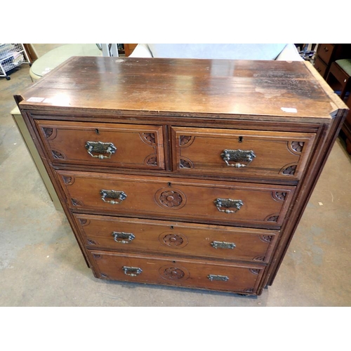 1673 - Early 20th century chest of 2 short drawers, originally the centre section of a wardrobe, 89 x 43 x ... 