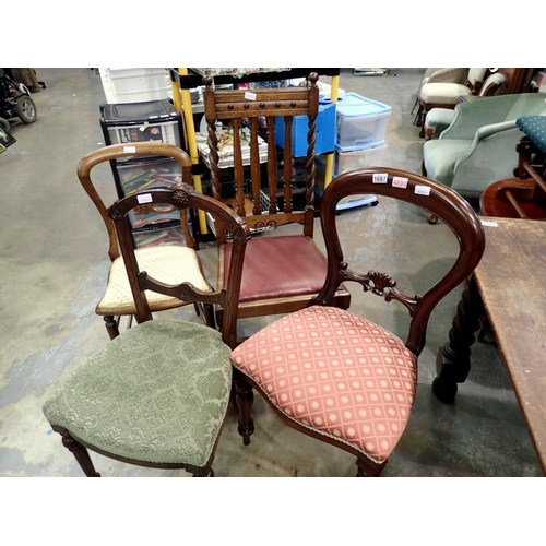 1687 - Four mixed upholstered chairs. Not available for in-house P&P