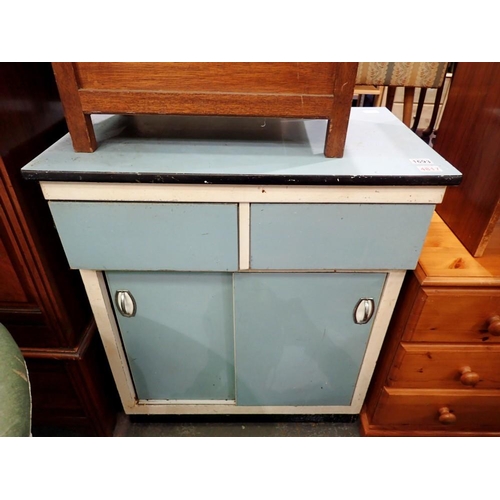 1693 - Retro kitchen drawers/cupboard, 76 x 93cm H. Not available for in-house P&P