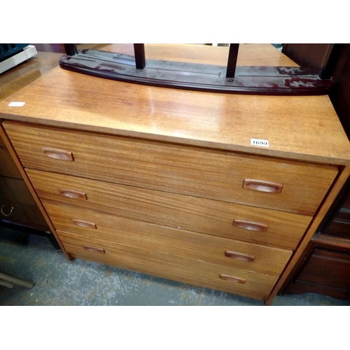 1699 - Teak set of four drawers, 90 x 80 cm H. Not available for in-house P&P