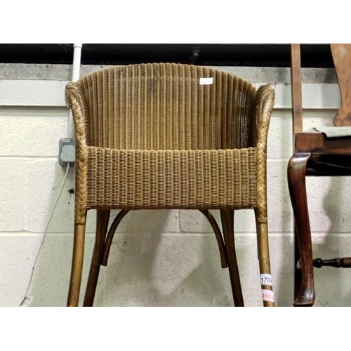 1708 - Lloyd Loom chair with spring support. Not available for in-house P&P