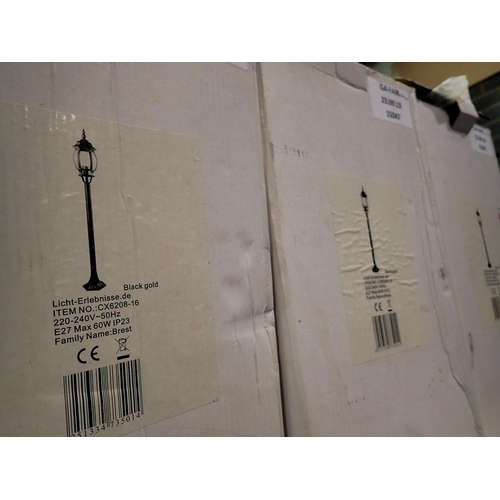 1805 - Three boxed black/gold mini street lamps. Not available for in-house P&P