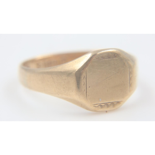 10 - 9ct gold signet ring, Chester hallmark, size V (slightly misshapen), 5.3g. UK P&P Group 0 (£6+VAT fo... 