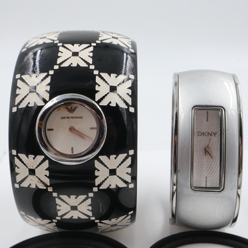 117 - Two designer bracelet watches, Emporio Armani and DKNY, both requiring batteries. UK P&P Group 1 (£1... 