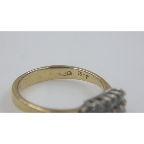 12 - 18ct gold ring, set with eighteen diamonds, size K, 3.1g. UK P&P Group 0 (£6+VAT for the first lot a... 