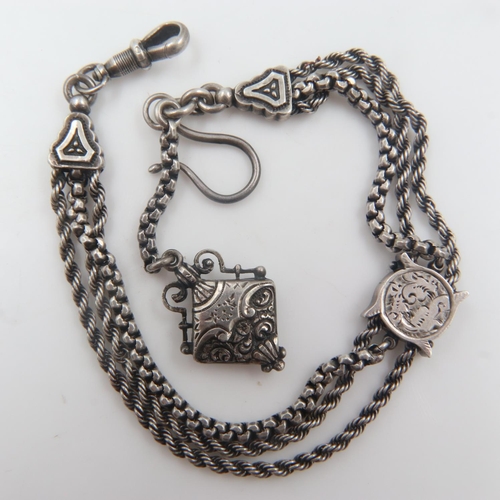 122 - Silver chatelaine, L: 24 cm. UK P&P Group 0 (£6+VAT for the first lot and £1+VAT for subsequent lots... 