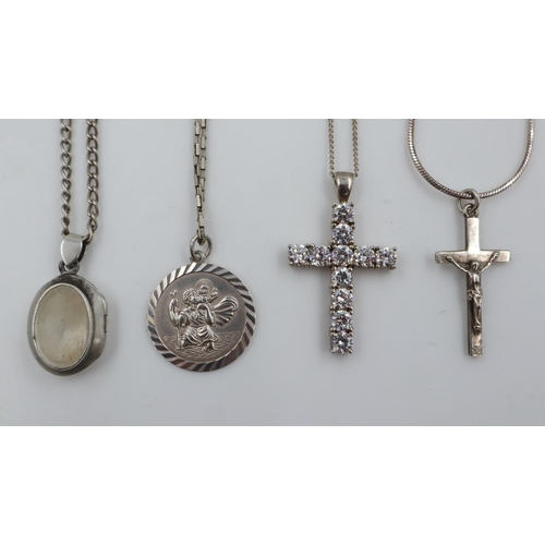 13 - Four silver pendant necklaces. UK P&P Group 0 (£6+VAT for the first lot and £1+VAT for subsequent lo... 