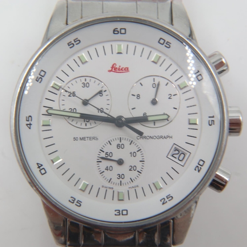 130 - Leica gents chronograph wristwatch, working at lotting up. UK P&P Group 1 (£16+VAT for the first lot... 