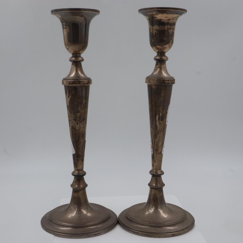 134 - Pair of hallmarked silver filled candlesticks, maker B & Co, Birmingham assay, H: 26cm. UK P&P Group... 