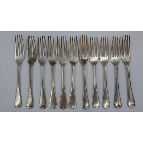 139 - Eleven hallmarked silver Cooper Brothers dining forks, Sheffield assay 1920, 742g. UK P&P Group 1 (£... 