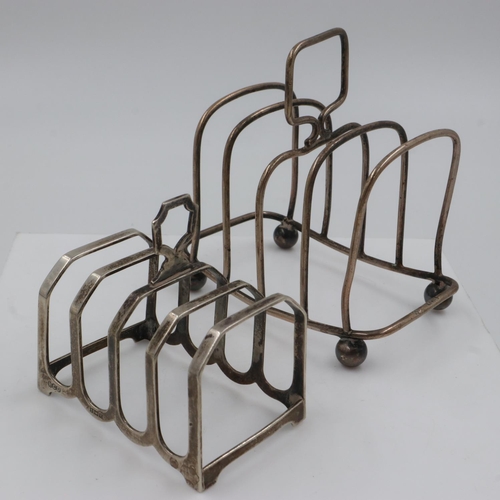 141 - Two hallmarked silver toast racks, 123g. UK P&P Group 2 (£20+VAT for the first lot and £4+VAT for su... 