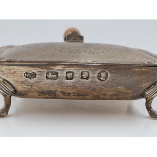 144 - Hallmarked silver silent butler with turned wooden handle, lid detached, maker Wilson & Gile, London... 