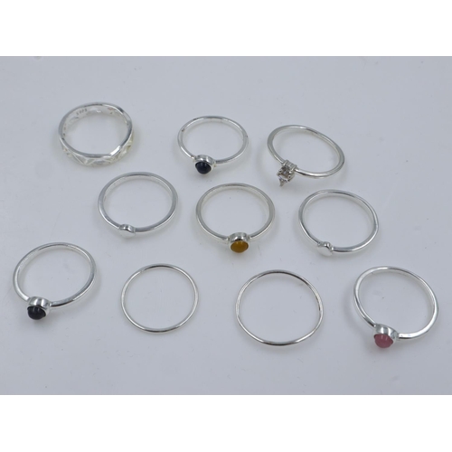 15 - Ten 925 silver rings, some set with stones/enamel. UK P&P Group 0 (£6+VAT for the first lot and £1+V... 