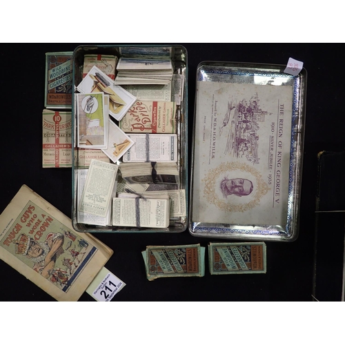 211 - Collection of vintage cigarette cards with a Royal Commemorative cigarette card album, contained in ... 