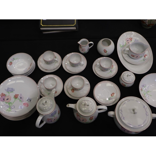 216 - Forty two pieces of Denby Water Gardens Bouquet pattern tea and dinnerware. Not available for in-hou... 