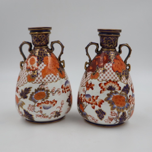 218 - Pair of Royal crown Derby Imari pattern, twin handled vases, pattern 2444. UK P&P Group 2 (£20+VAT f... 