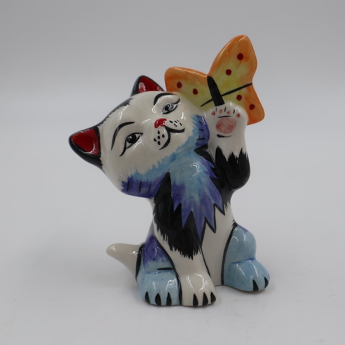 228 - Lorna Bailey Butterfly cat, H: 12cm. UK P&P Group 1 (£16+VAT for the first lot and £2+VAT for subseq... 