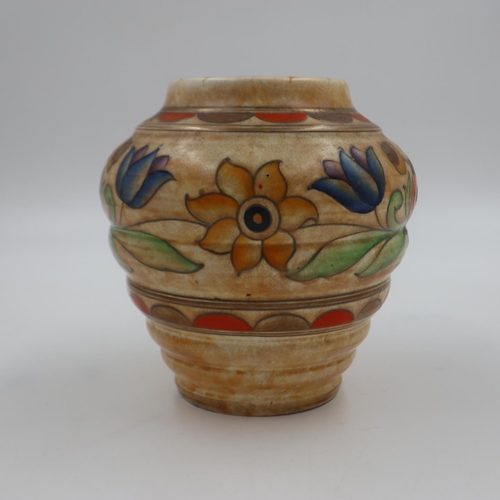 240 - Charlotte Rhead Crown Ducal ribbed vase H: 19cm. UK P&P Group 2 (£20+VAT for the first lot and £4+VA... 