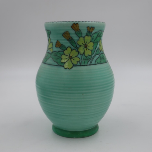 243 - Charlotte Rhead Crown Ducal ribbed vase H: 19cm. No condition issues noted. UK P&P Group 2 (£20+VAT ... 