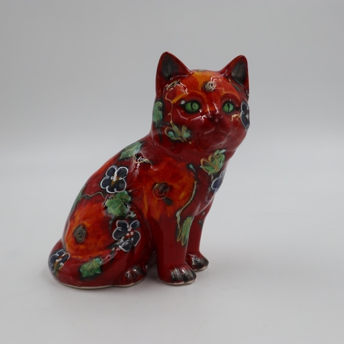 244 - Anita Harris sitting cat, signed in gold, H: 14cm. UK P&P Group 1 (£16+VAT for the first lot and £2+... 