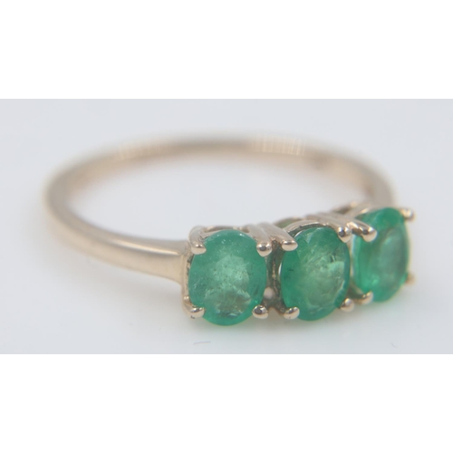 26 - 10ct gold ring set with three emeralds, size R, 1.6g. UK P&P Group 0 (£6+VAT for the first lot and £... 