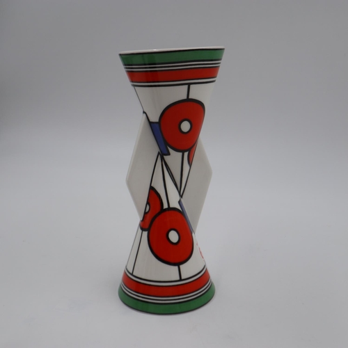 261 - Wedgwood Clarice Cliff, Yo-Yo vase, Circles and Squares pattern, H: 23cm. UK P&P Group 3 (£30+VAT fo... 